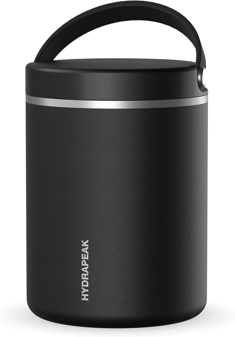 Hydrapeak وعاء طعام معزول بالفولاذ المقاوم للصدأ سعة 32 أونصة للحفاظ على الطعام الساخن والبارد، وعاء شوربة بفتحة واسعة مقاوم للتسرب للبالغين، 10 ساعات ساخن و16 ساعة بارد (أسود) - Image 1